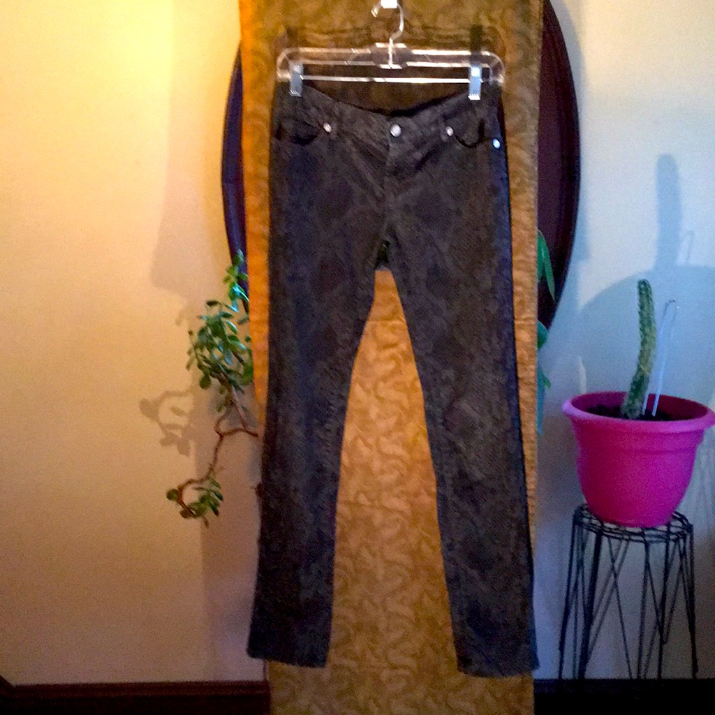 Black Python Print Jeans